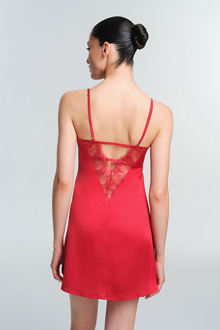 Tango Kırmızı Henna Dantelli Gecelik - 2