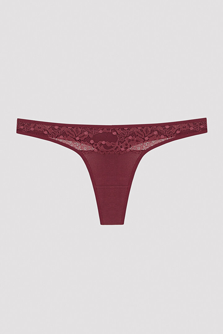 Dark Tones Lacy Detailed 3in1 Thong - 2
