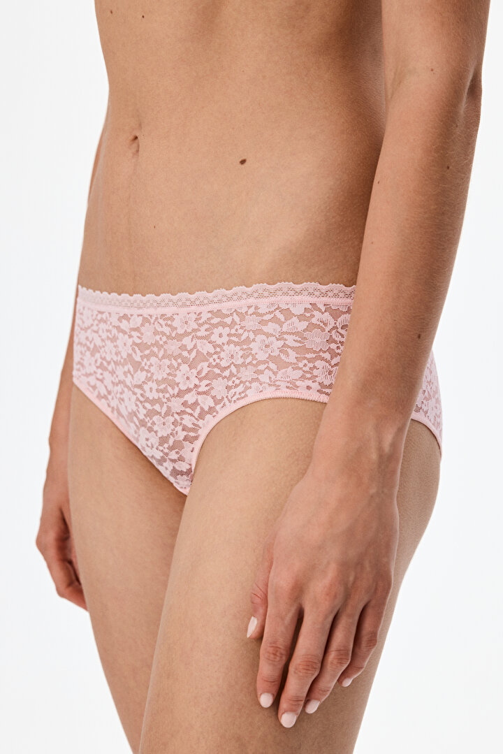 Pembe Easy Dantel Çiçekli Hipster Külot - 1