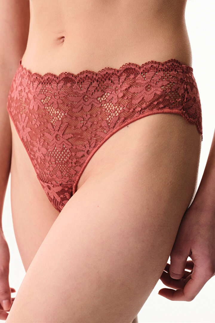 Bordo Lace Dantel Slip Külot - 1