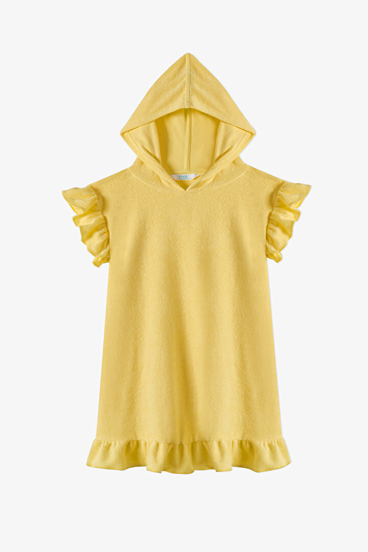 Yellow Girls Yellow Frill Towel Kaftan - 1