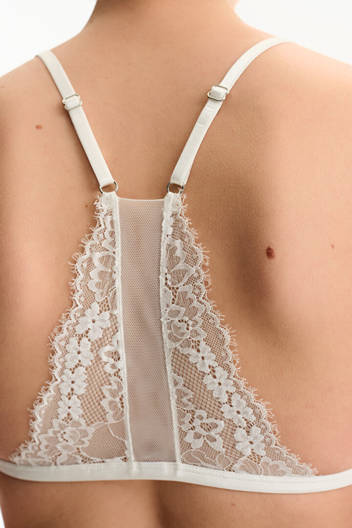 Kırık Beyaz Broidery Üçgen Sütyen - 2