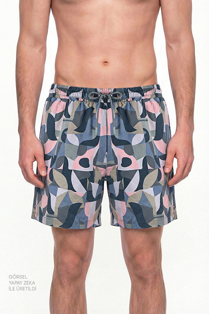 Man Multicolor Mindfulness Pattern Shorts - 1