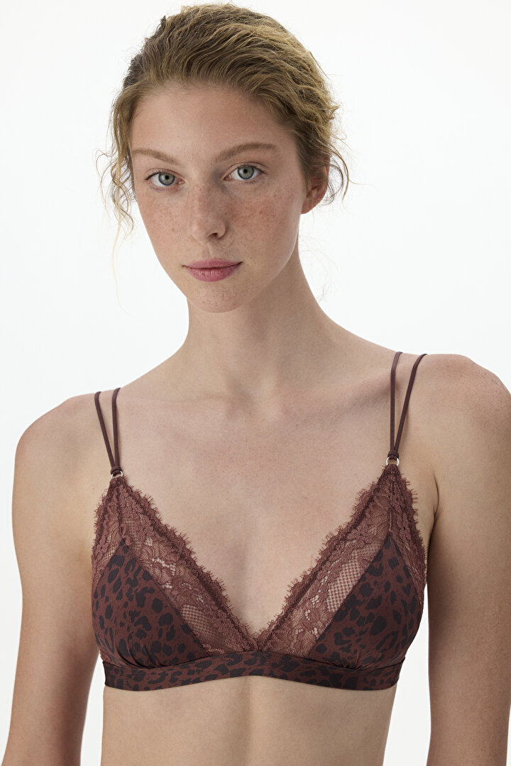 Kahverengi Printed Micro Lace Brazilian Külot - 1
