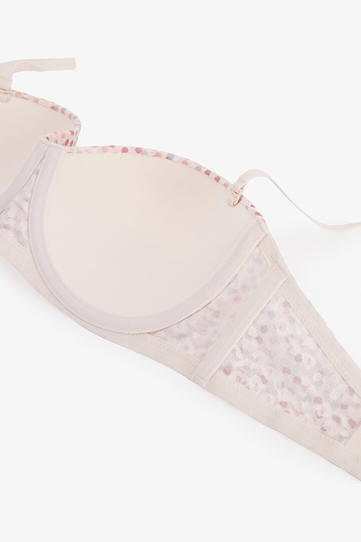 Açık Pembe Bloom Desenli Lace Dantel Sütyen - 2