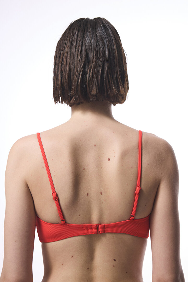 Praslin Minimal Kesim Kırmızı Bandeau Bikini Üstü - 2