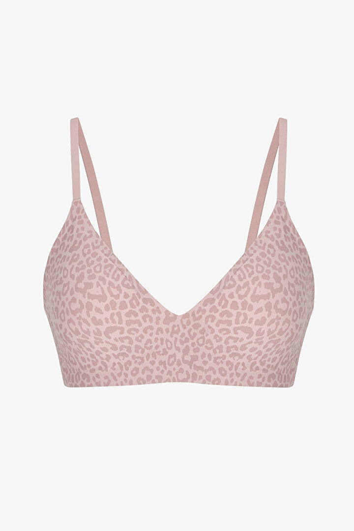 Pembe Invisible Görünmez Ribbed Üçgen Sütyen - 1