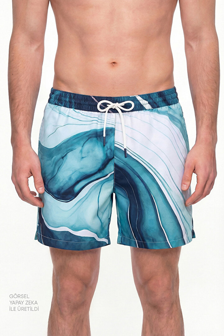Erkek Renkli Marble Şort - 1