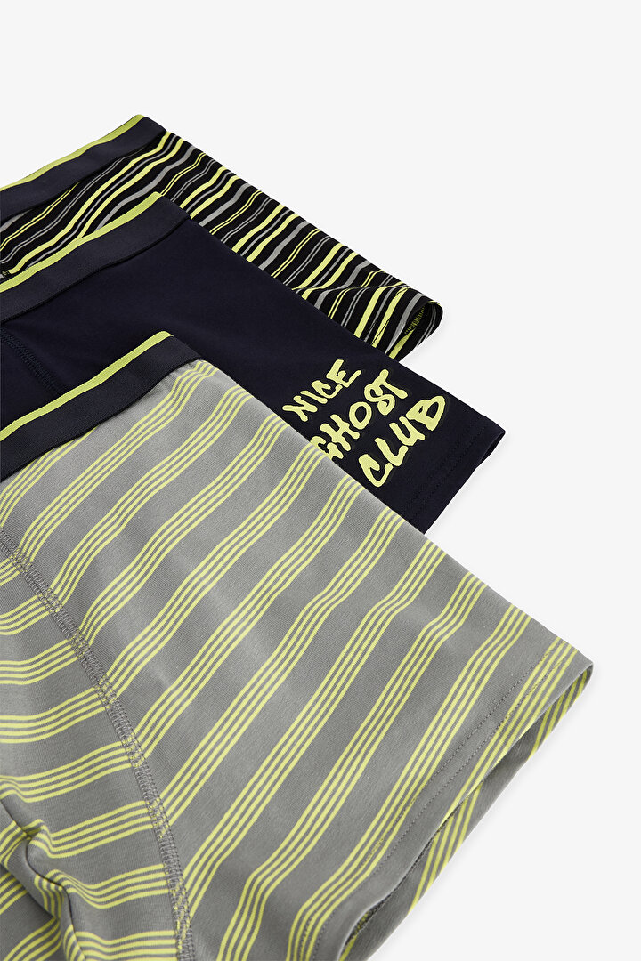 Sarı Erkek Geometrik Desenli 3'lü Boxer - 2