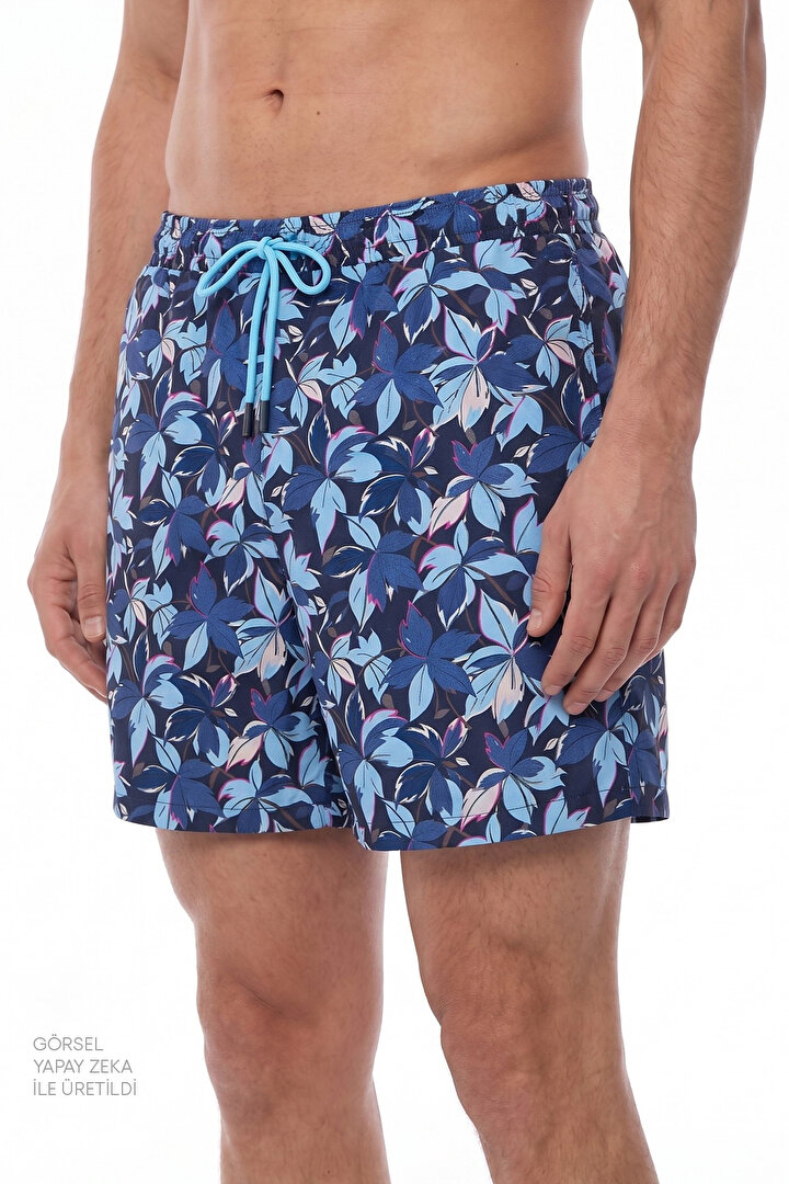 Men's Surf View Leaf Patterned Shorts - 2