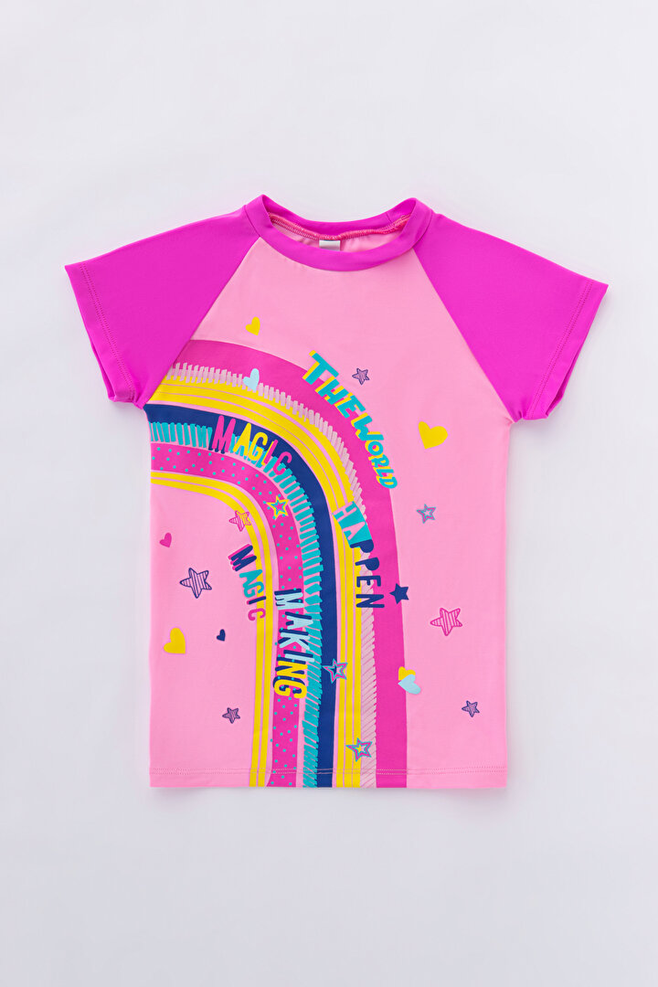 Girls Crazy Rainbow UV Top - 1