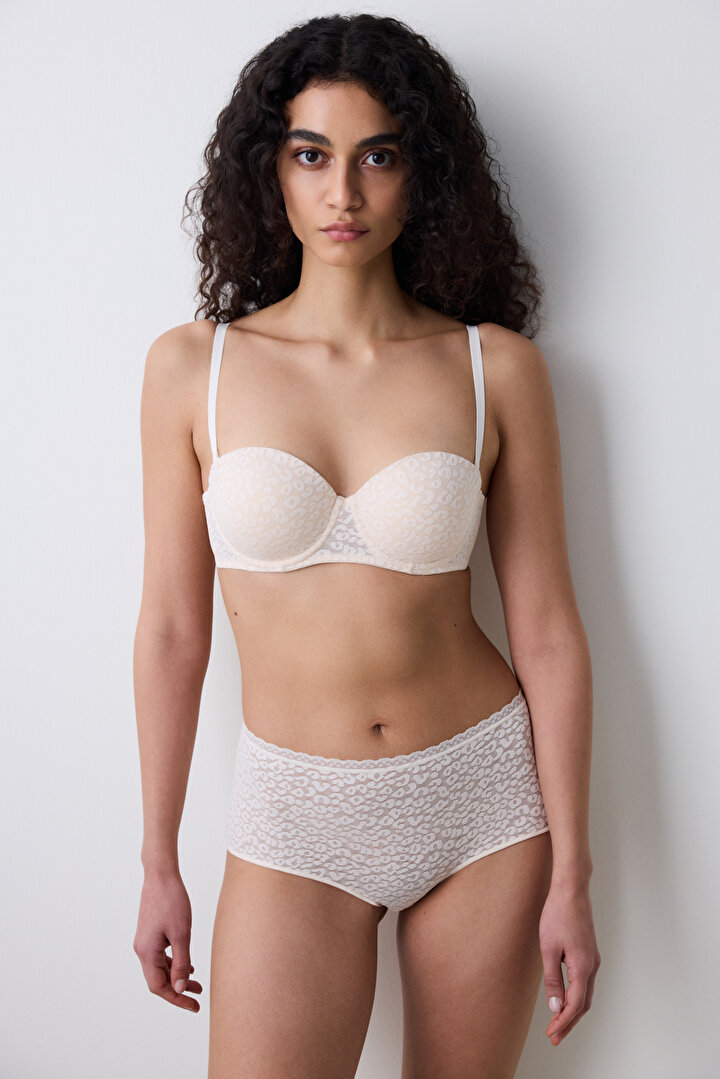 Pop Up Lace Cream Bra - 1