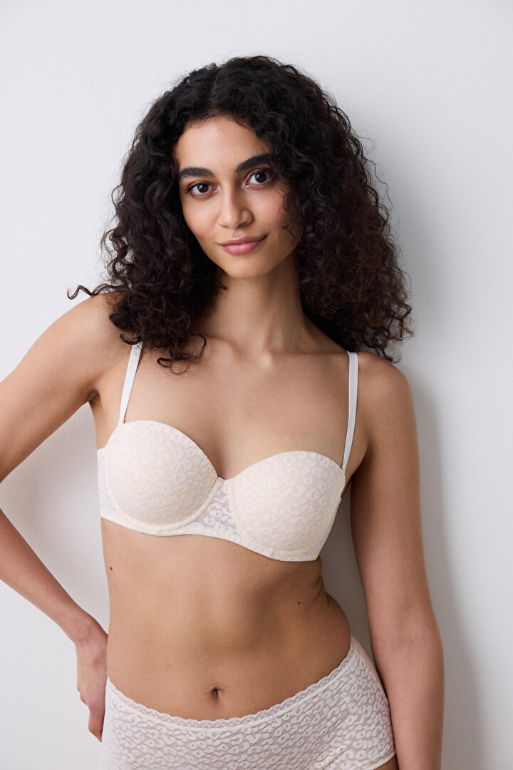 Pop Up Lace Cream Bra - 2