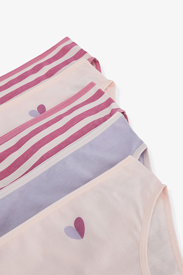 Girls Heart Patterned Striped 5-Pack Panties - 2