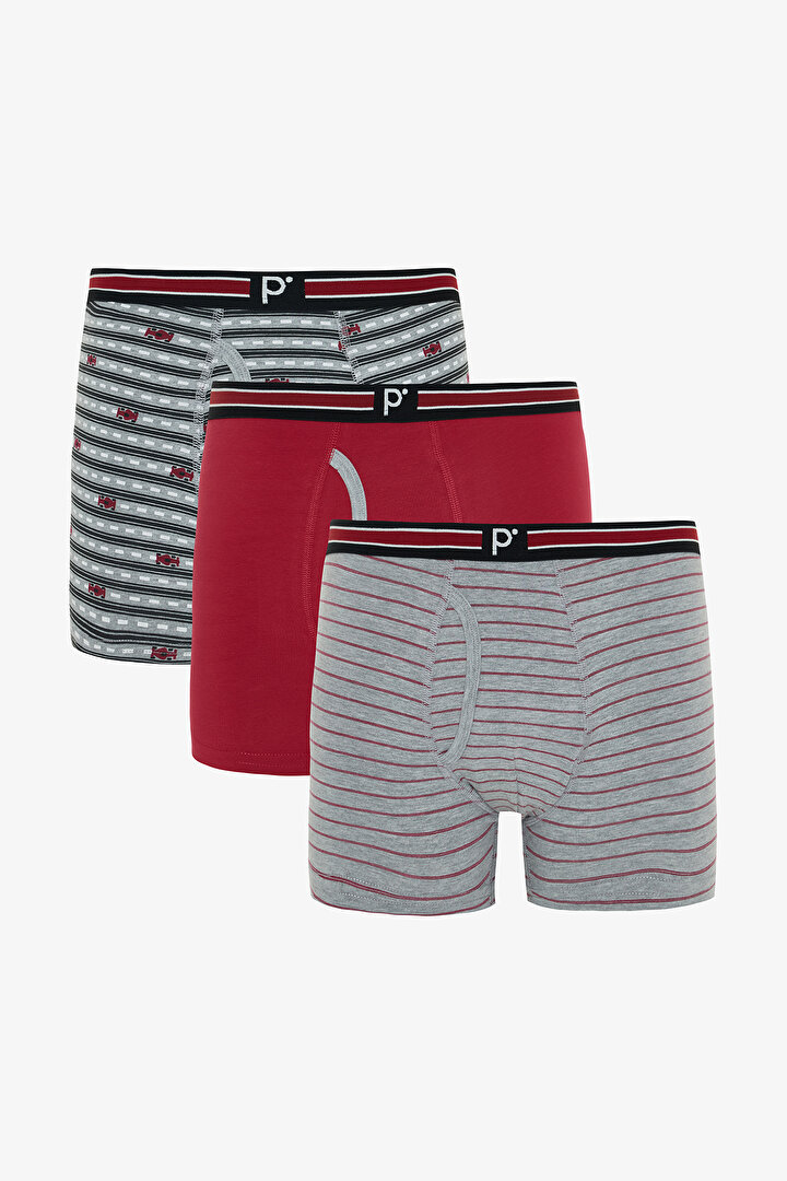Erkek Red Dots Puantiye Desenli Organik 3'lü Boxer - 1