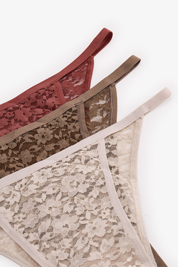 Leaf Tones 3-Pack Lace Brazilian Briefs - 2