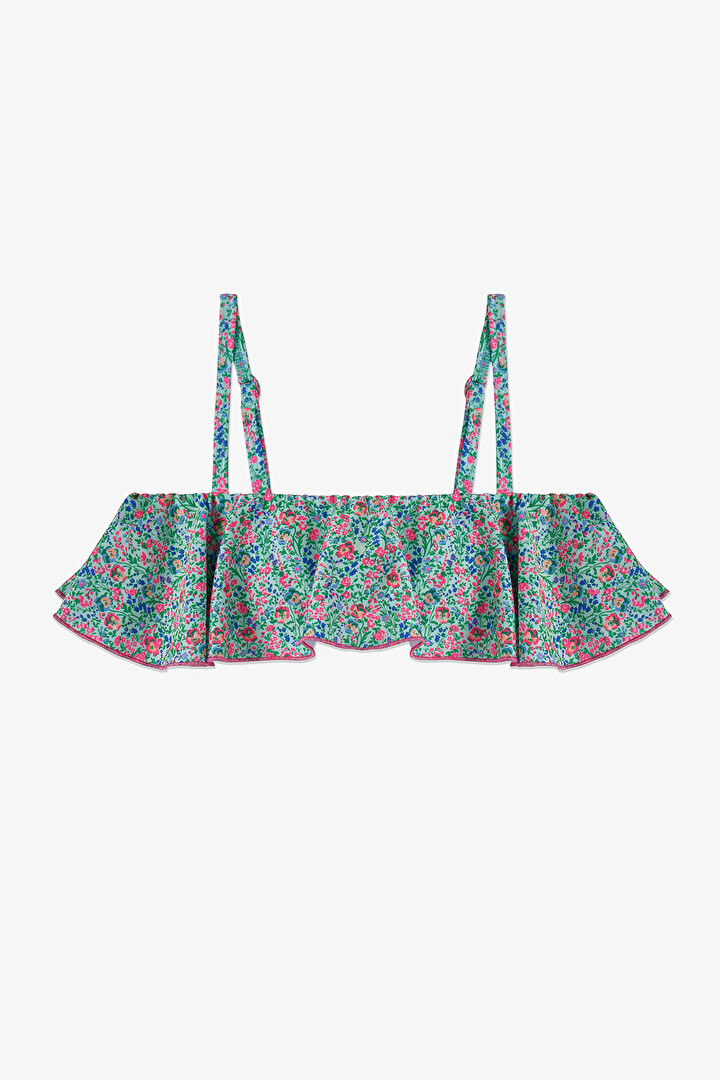 Renkli Kız Çocuk Ditsy Bandeau Bikini Takımı - 2
