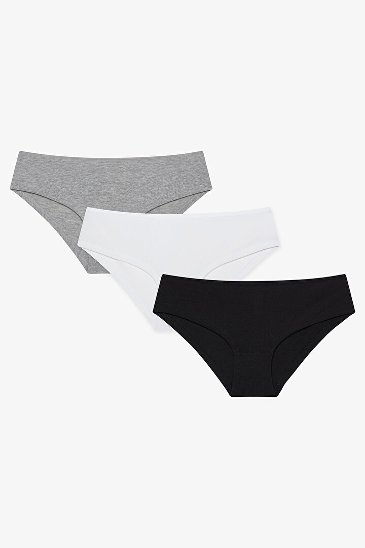 Siyah Beyaz Gri Fresh Hipster Paket 3'lü Külot - 1