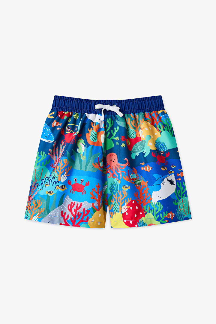 Multicolor Boys Colorful Marine Swim Shorts - 1