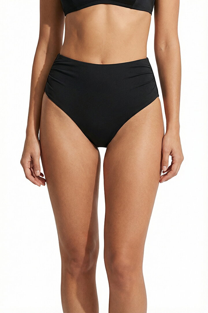 Siyah High Büzgülü Bikini Altı - 1