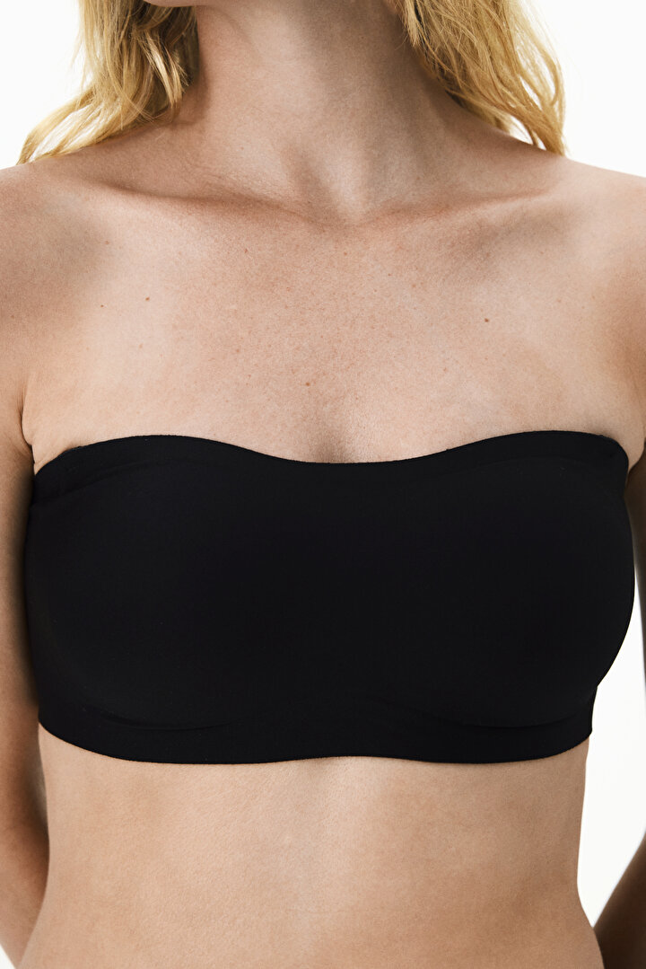 Siyah Invisible Bandeau Straplez Sütyen - 2