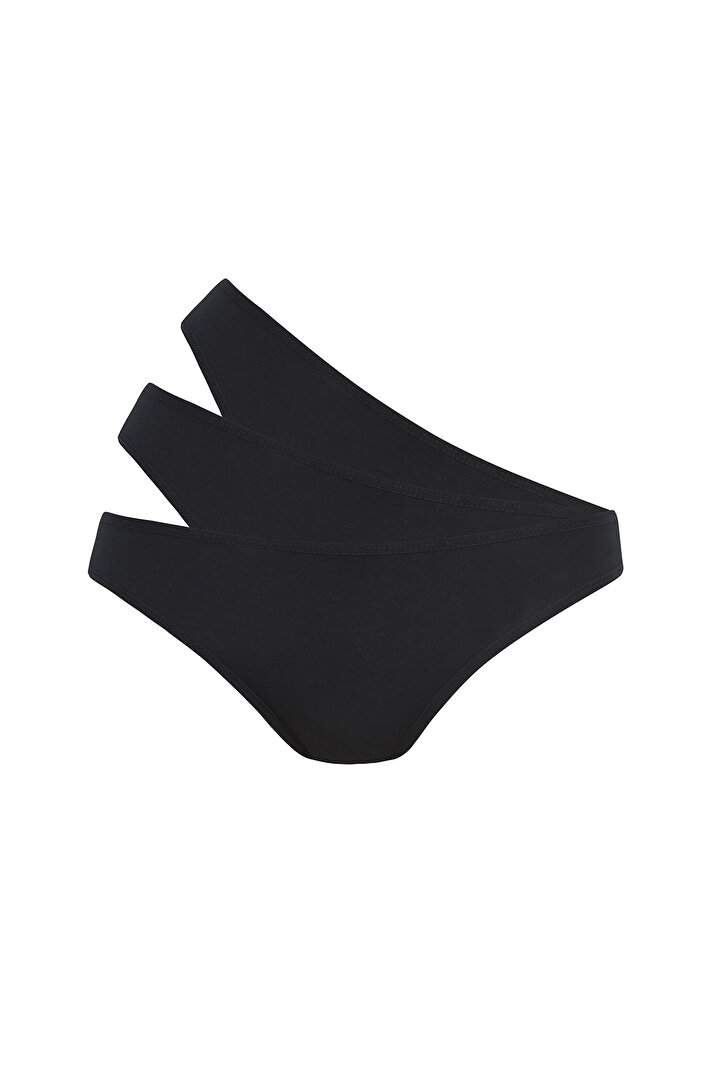 Fresh 3lü Pamuklu Siyah Slip Külot - 1