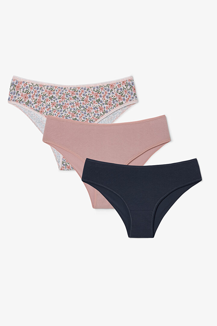 Cute Flower Çiçek Desenli Düşük Bel 3'lü Slip Külot - 1