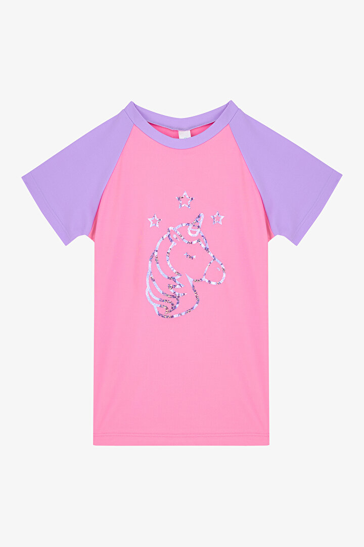 Girls Sweet Unicorn UV Lilac Top - 1