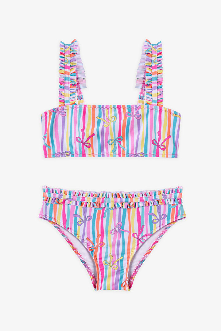 Multicolor Girls Ribbon Bandeau Bikini Set - 2