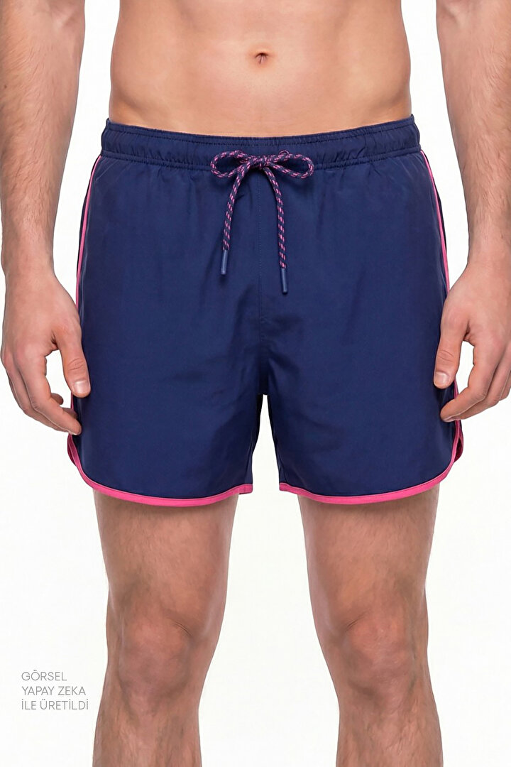 Man Navy Pink Binding Shorts - 1