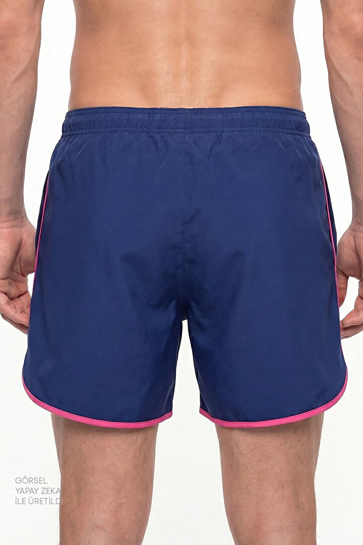 Man Navy Pink Binding Shorts - 2