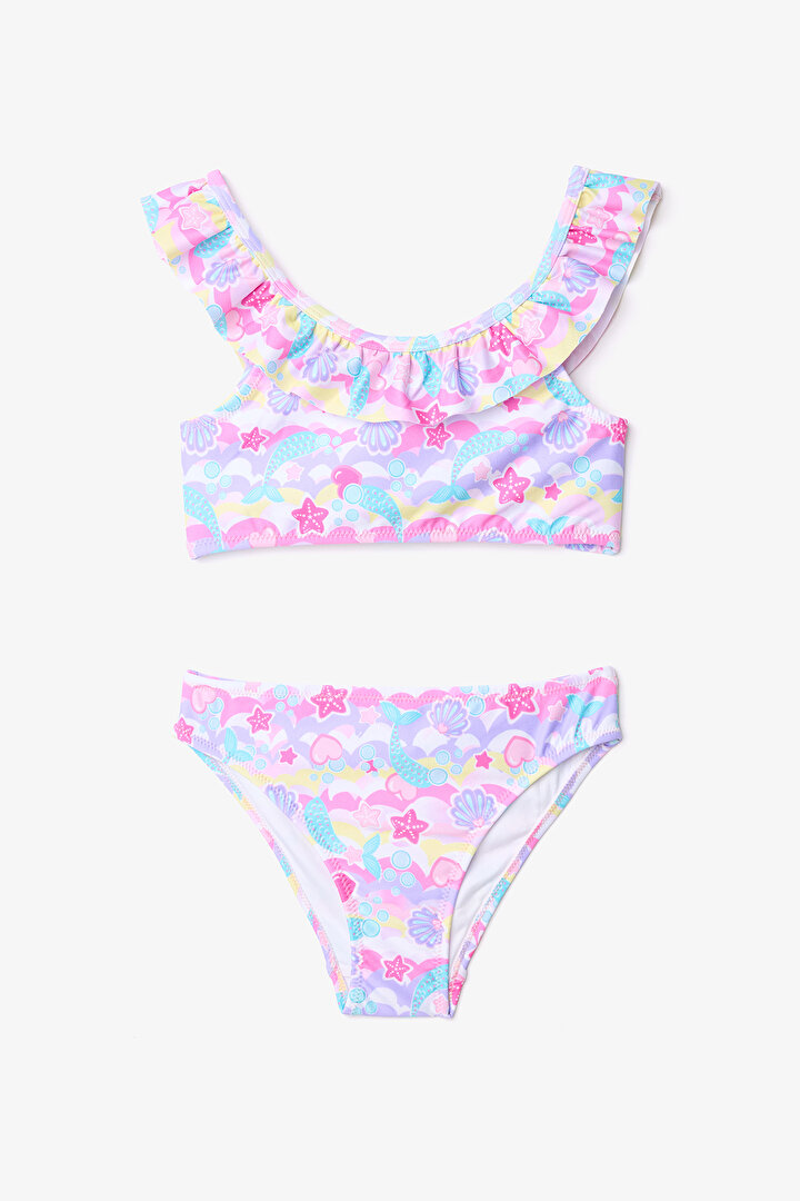 Kız Çocuk Star Shell  Fırfırlı Halter Yaka Bikini Takımı - 1