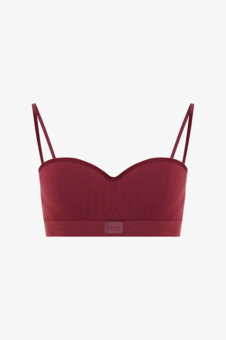 Bordo Stardoll Dikişsiz Balenli Push Up Straplez Sütyen - 1