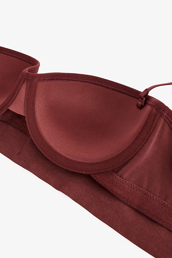 Bordo Stardoll Dikişsiz Balenli Push Up Straplez Sütyen - 2