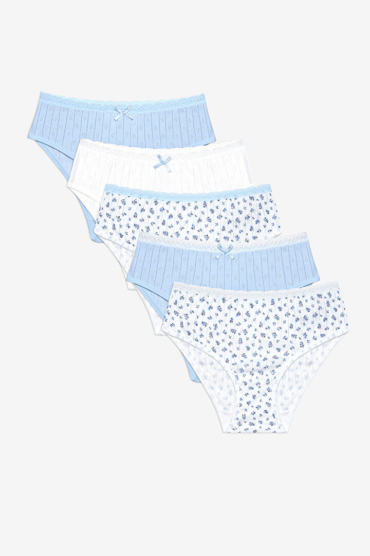 Girls Flowers Point 5in1 Multi Colour Slip - 1