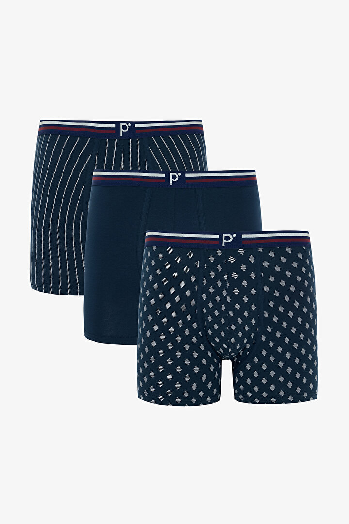 Erkek Navy Organik 3'lü Boxer - 1