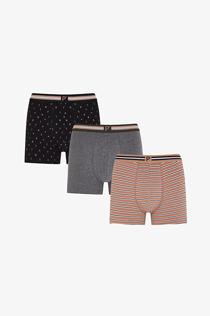 Erkek Ember Çizgili 3'lü Boxer - 1