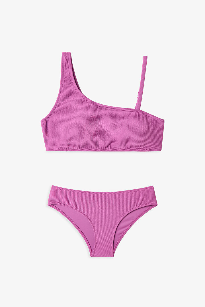 Purple Teen Emma One Shoulder Bikini Set - 1