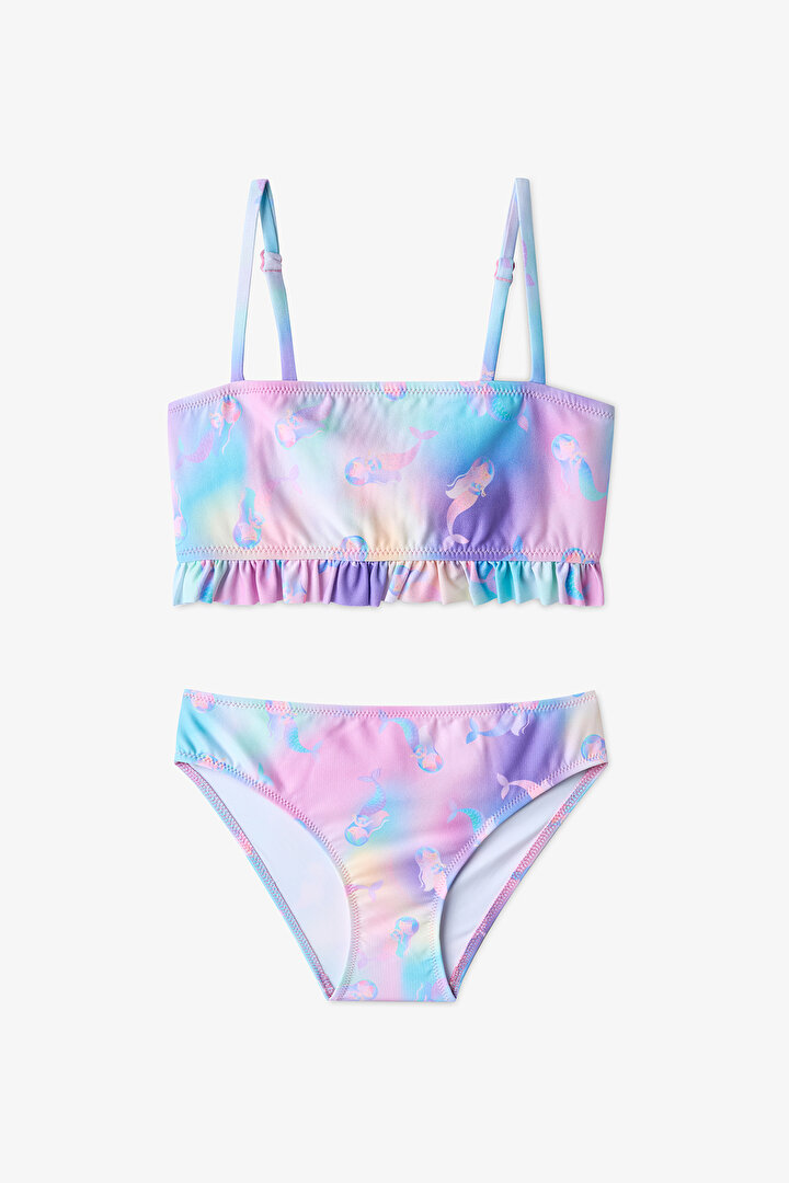 Multicolor Girls Mermaid Bandeau Bikini Set - 1