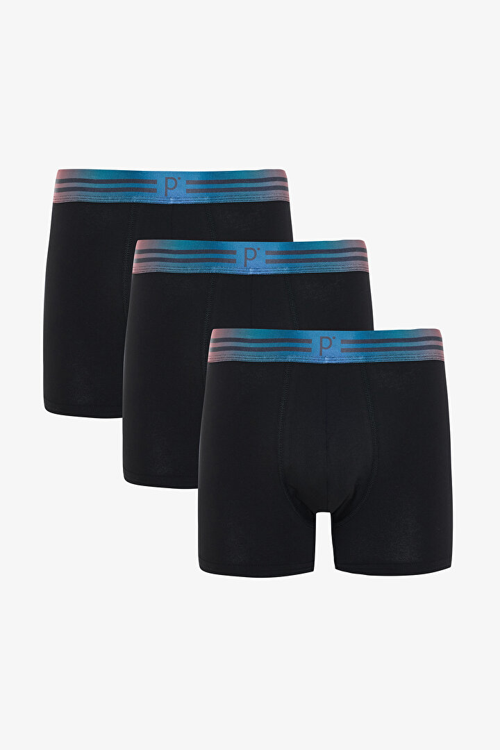 Erkek 3'lü P Logolu Boxer - 1