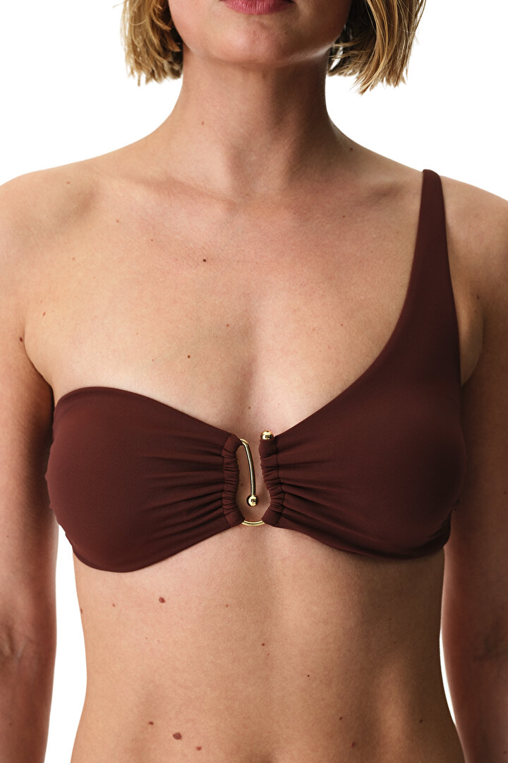Kahverengi Jasmine Tek Omuz Bikini Üstü - 1