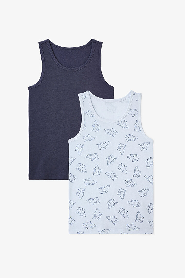 Erkek Çocuk Ayı Desenli 2'li Atlet - 1