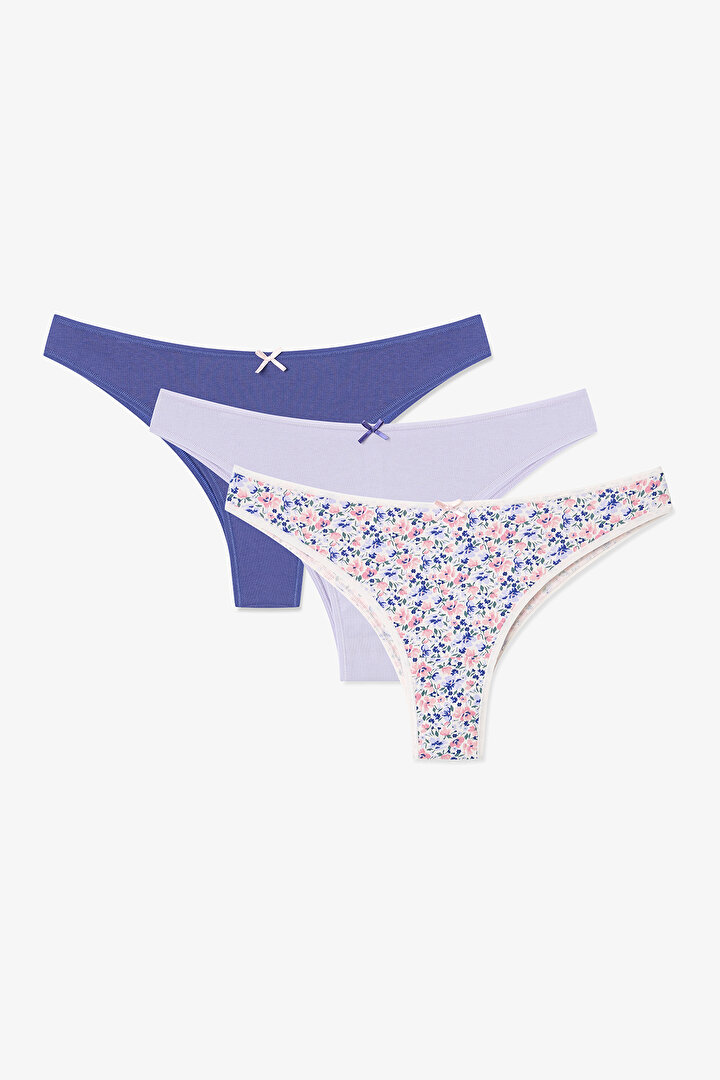 Renkli Lilac Princess 3'lü Brazilian Külot - 2