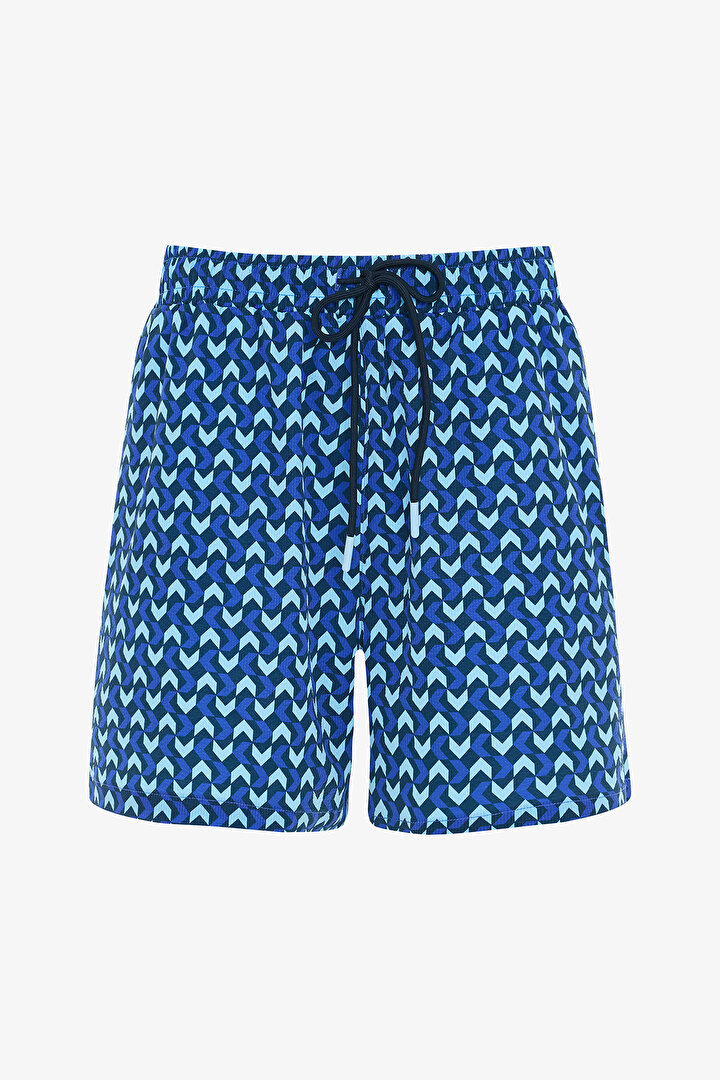 Drake Geometrik Desenli Orta Bel Erkek Şort Mayo - 1