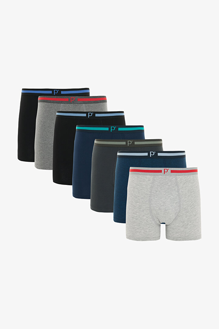 Erkek Basic Colors 7li Çok Renkli Boxer Külot - 1