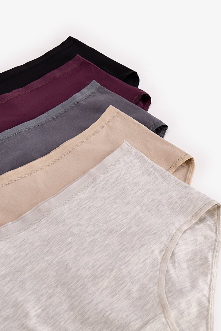 Dark Mauve Yüksek Bel 5'li Slip Külot - 2