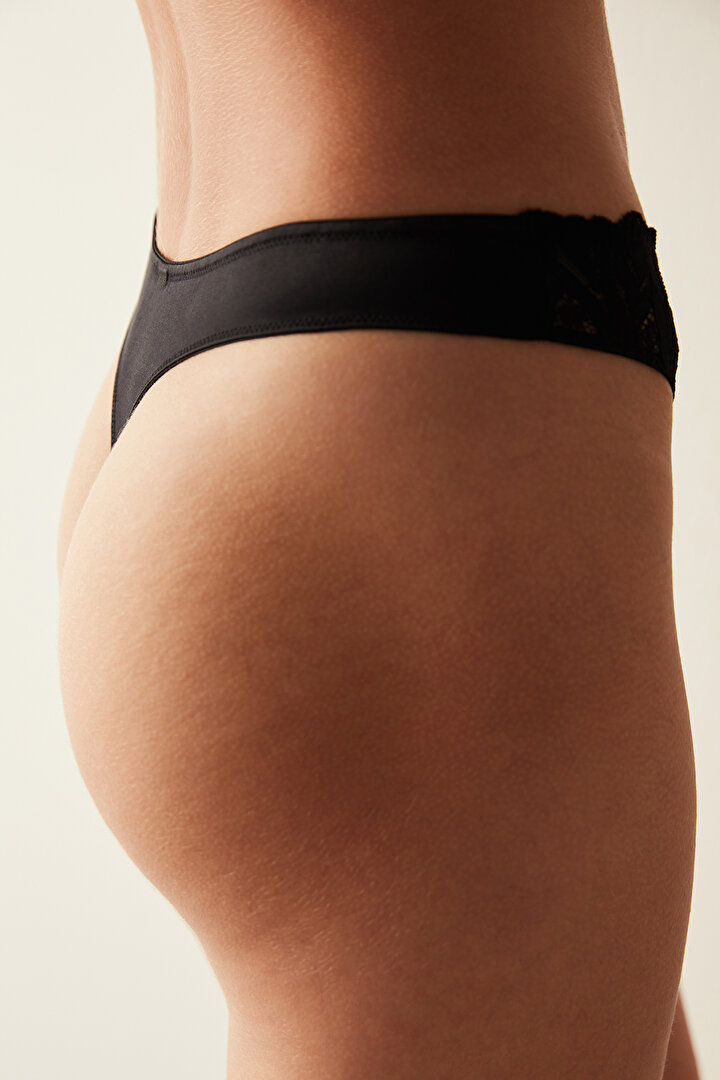 Broiderie Black Thong - 2