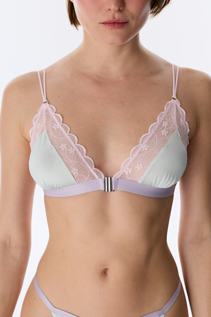 Su Yeşili Micro Lace Dantel Üçgen Sütyen - 2