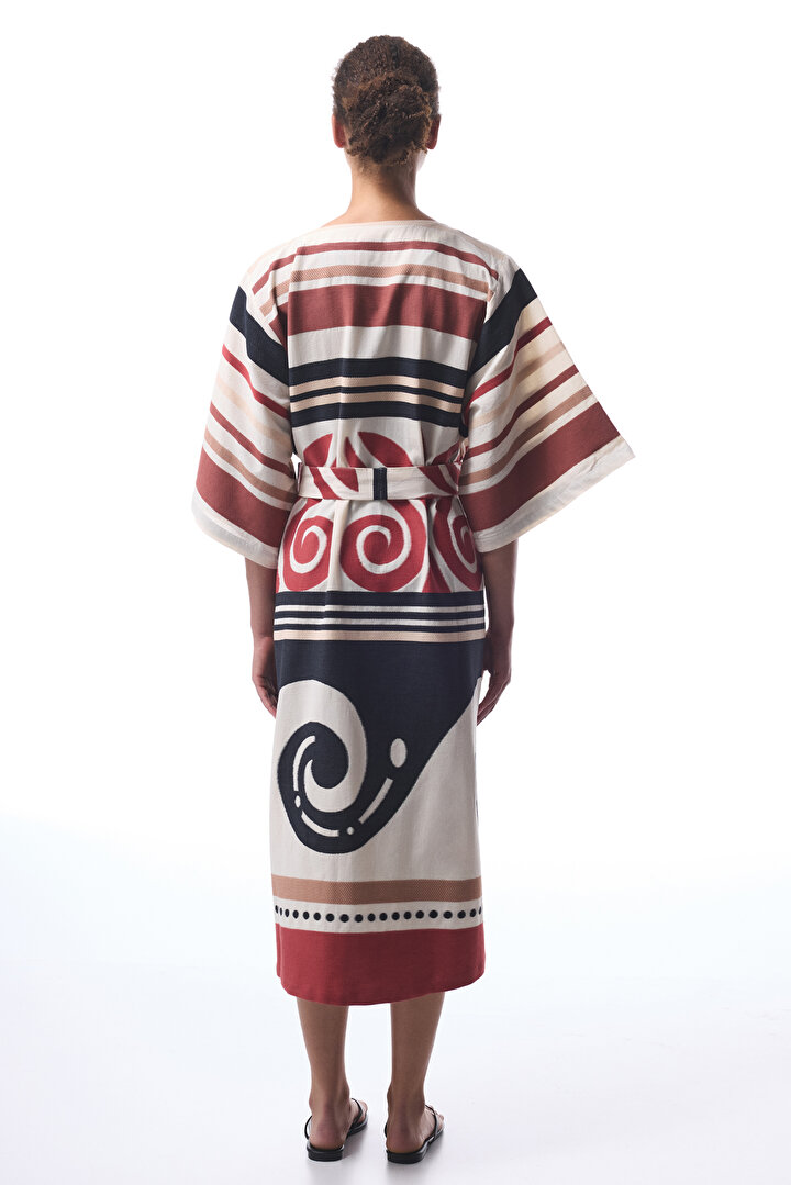 Etnik Desenli Shay Uzun Kimono - 2