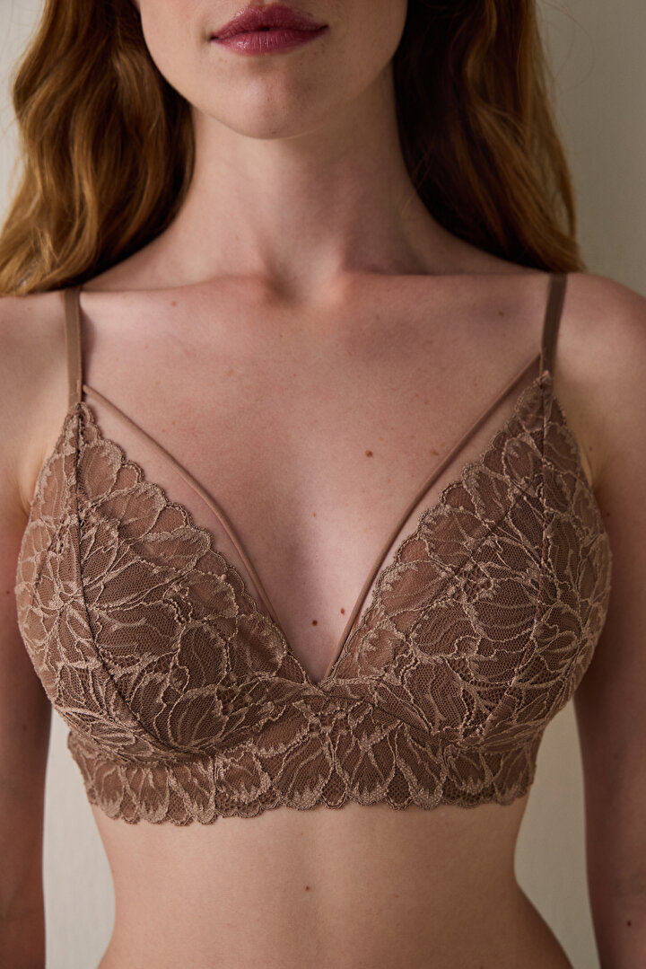 Açık Kahverengi Luna Dantelli Balensiz Push Up Sütyen - 2